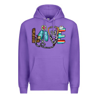 Purple love nurse Premium Hoodie - CowhideDigitalArt
