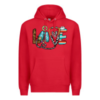 Red love nurse Premium Hoodie - CowhideDigitalArt