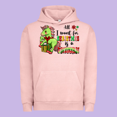 All I Want For Christmas Is A Unicorn Urban Hoodie Designed By Fadigitalartstudio