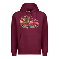 Burgundy valentine's day truck photography love side view Premium Hoodie - FaDigitalArtStudio