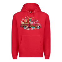 Red valentine's day truck photography love side view Premium Hoodie - FaDigitalArtStudio