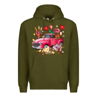 Army Green valentine's day truck farm animals Premium Hoodie - FaDigitalArtStudio