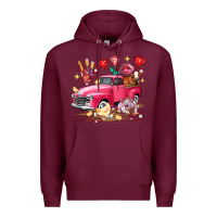 Burgundy valentine's day truck farm animals Premium Hoodie - FaDigitalArtStudio