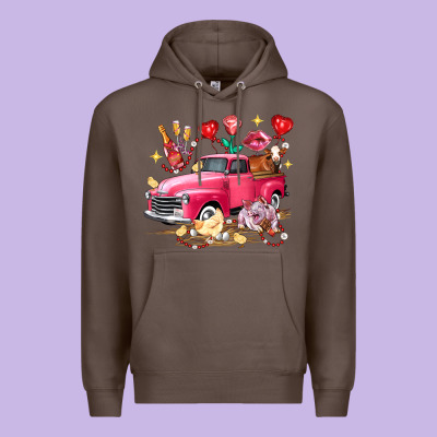 Valentine's Day Truck Farm Animals Premium Hoodie Designed By Fadigitalartstudio
