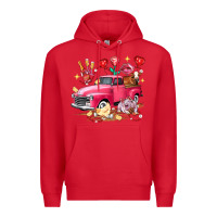 Red valentine's day truck farm animals Premium Hoodie - FaDigitalArtStudio