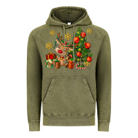 Vintage Olive reindeer and christmas tree Vintage Hoodie - AdoDesignShop