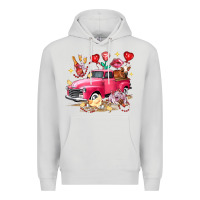 Dove Grey valentine's day truck farm animals Premium Hoodie - FaDigitalArtStudio
