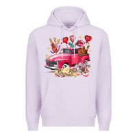 Lilac valentine's day truck farm animals Premium Hoodie - FaDigitalArtStudio