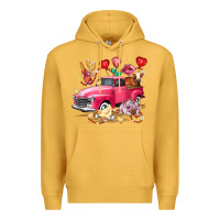Mustard valentine's day truck farm animals Premium Hoodie - FaDigitalArtStudio