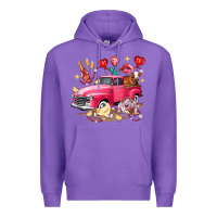 Purple valentine's day truck farm animals Premium Hoodie - FaDigitalArtStudio