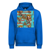 Cobalt longhorn bull seamless pattern Urban Hoodie - HRA Design Shop