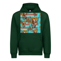 Forest Green longhorn bull seamless pattern Urban Hoodie - HRA Design Shop