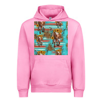 Fuchsia Pink longhorn bull seamless pattern Urban Hoodie - HRA Design Shop