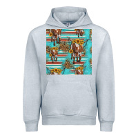 Heather Grey longhorn bull seamless pattern Urban Hoodie - HRA Design Shop