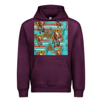 Mauve Wine longhorn bull seamless pattern Urban Hoodie - HRA Design Shop