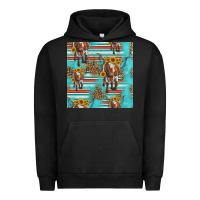 Pigment Black longhorn bull seamless pattern Urban Hoodie - HRA Design Shop