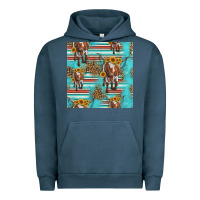 Pigment Midnight Navy longhorn bull seamless pattern Urban Hoodie - HRA Design Shop