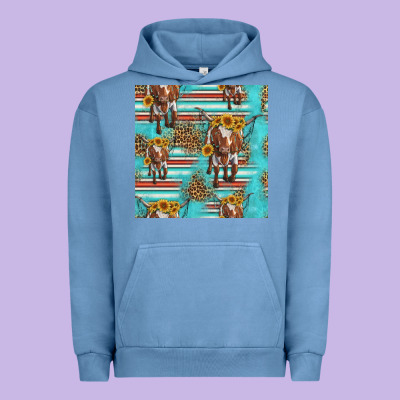 Longhorn Bull Seamless Pattern Urban Hoodie Designed By Hra Design Shop