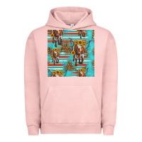 Pigment Salmon longhorn bull seamless pattern Urban Hoodie - HRA Design Shop