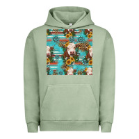 Pigment Oil Green charolais cow seamless pattern Urban Hoodie - HRA Design Shop