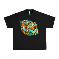 Black Leopard Sunflower Cowhide Glitter Heart Urban Heavy Tee - RanaPortraitStore