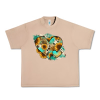 Burro Leopard Sunflower Cowhide Glitter Heart Urban Heavy Tee - RanaPortraitStore