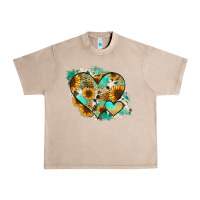 French Oak Leopard Sunflower Cowhide Glitter Heart Urban Heavy Tee - RanaPortraitStore
