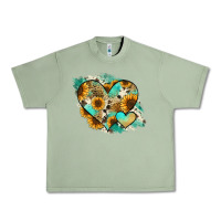 Oil Green Leopard Sunflower Cowhide Glitter Heart Urban Heavy Tee - RanaPortraitStore