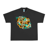 Pigment Black Leopard Sunflower Cowhide Glitter Heart Urban Heavy Tee - RanaPortraitStore
