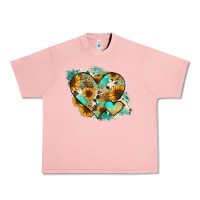 Salmon Leopard Sunflower Cowhide Glitter Heart Urban Heavy Tee - RanaPortraitStore