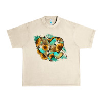 Sandshell Leopard Sunflower Cowhide Glitter Heart Urban Heavy Tee - RanaPortraitStore