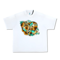 White Leopard Sunflower Cowhide Glitter Heart Urban Heavy Tee - RanaPortraitStore