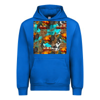 Cobalt western sunset bison and sunflowers seamless pattern Urban Hoodie - HRA Design Shop