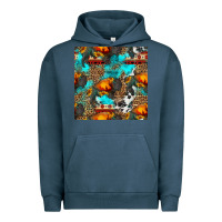 Pigment Midnight Navy western sunset bison and sunflowers seamless pattern Urban Hoodie - HRA Design Shop