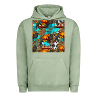 Pigment Oil Green western sunset bison and sunflowers seamless pattern Urban Hoodie - HRA Design Shop
