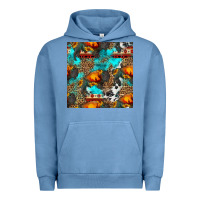 Pigment Pebble Blue western sunset bison and sunflowers seamless pattern Urban Hoodie - HRA Design Shop