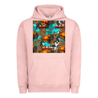 Pigment Salmon western sunset bison and sunflowers seamless pattern Urban Hoodie - HRA Design Shop