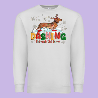 Dachshund Through The Snow Premium Sweatshirt Designed By Maliassmallbusiness