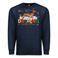 Navy dachshund through the snow Premium Sweatshirt - MaliasSmallBusiness