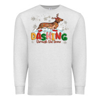 Oatmeal Heather dachshund through the snow Premium Sweatshirt - MaliasSmallBusiness