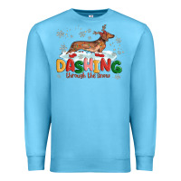 Ocean Blue dachshund through the snow Premium Sweatshirt - MaliasSmallBusiness