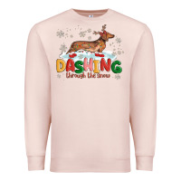 Pale Pink dachshund through the snow Premium Sweatshirt - MaliasSmallBusiness
