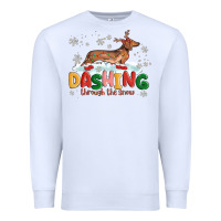 White dachshund through the snow Premium Sweatshirt - MaliasSmallBusiness