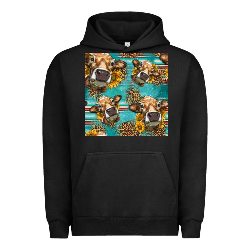 Western Sunflowers Cow Seamless Pattern Urban Hoodie by HRA Design Shop | Teevron