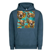 Pigment Midnight Navy western sunflowers cow seamless pattern Urban Hoodie - HRA Design Shop