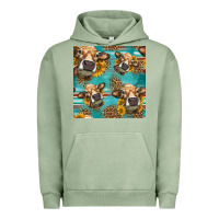 Pigment Oil Green western sunflowers cow seamless pattern Urban Hoodie - HRA Design Shop