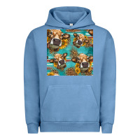 Pigment Pebble Blue western sunflowers cow seamless pattern Urban Hoodie - HRA Design Shop