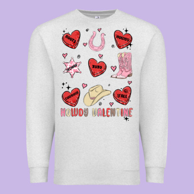 Howdy Valentine Copy Premium Sweatshirt Designed By Maliassmallbusiness