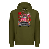 Army Green valentine's day truck love bird letter Premium Hoodie - FaDigitalArtStudio