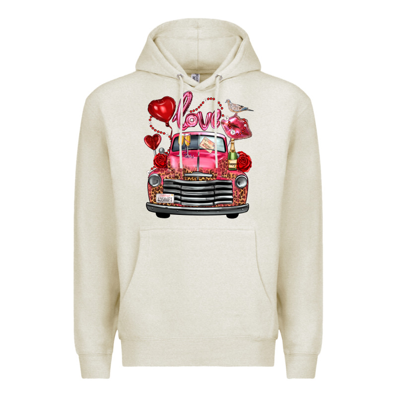 Valentine's Day Truck Love Bird Letter Premium Hoodie by FaDigitalArtStudio | Teevron
